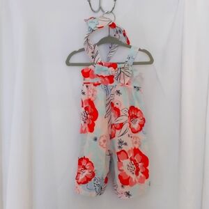 Janie and Jack floral jumpsuit with Headband